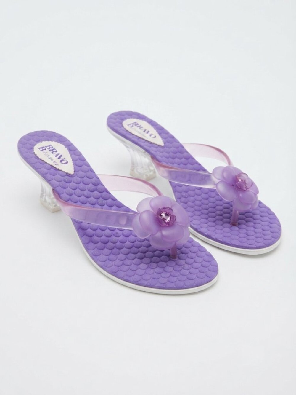 BRAVO BROWNS Vintage Y2K Purple Jelly Flower Low Heel Sandals –  EU 40 (US 9)
